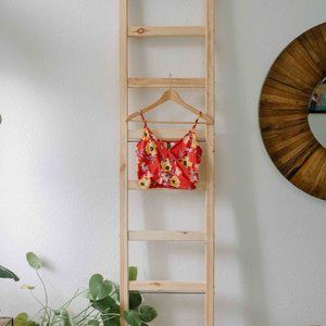 Divided Red & Yellow Floral Print Crop Top Spaghetti Strap